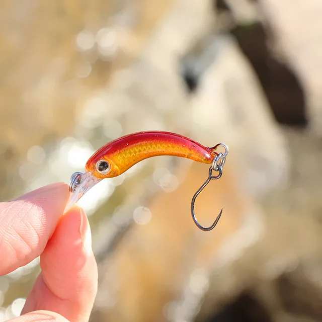 LETOYO 40mm Dying Fishing Lure Trout Mini Crankbait Micro Minnow Crank Floating Artificial Hard Baits Freshwater Fishing Tackle F