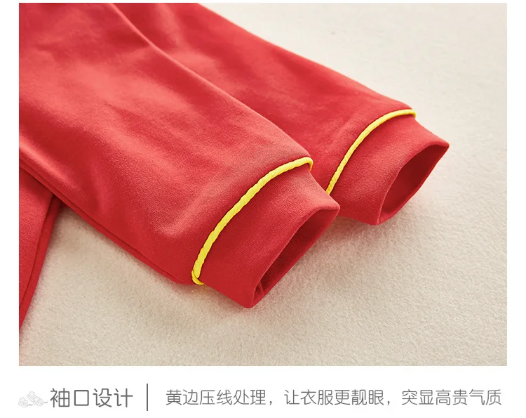 Комбинезоны для новорожденных; одежда для малышей в китайском стиле; красная одежда с длинными рукавами; хлопковые Рождественские Ползунки