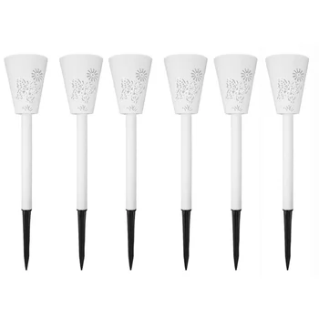 

6pcs Solar Power Lawn Hollowed-out Butterfly Pattern Stick Lamp Ground Lamp Stake Lamp Garden Decorative Light For Decor (White