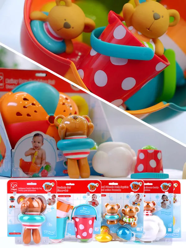 Hape baby bath toys Игрушка для воды детские игрушки красочное ведро резиновый утка на бассейне