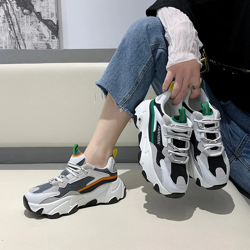

2020 new spring fashion women's shoes mesh breathable color matching non-slip lace daily campus female vulcanized shoes U27-01