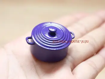 

wholesale 1:12 dollhouse miniature Mini colorful soup pot Kitchen toy match for forest animal family collectible Gift 2018