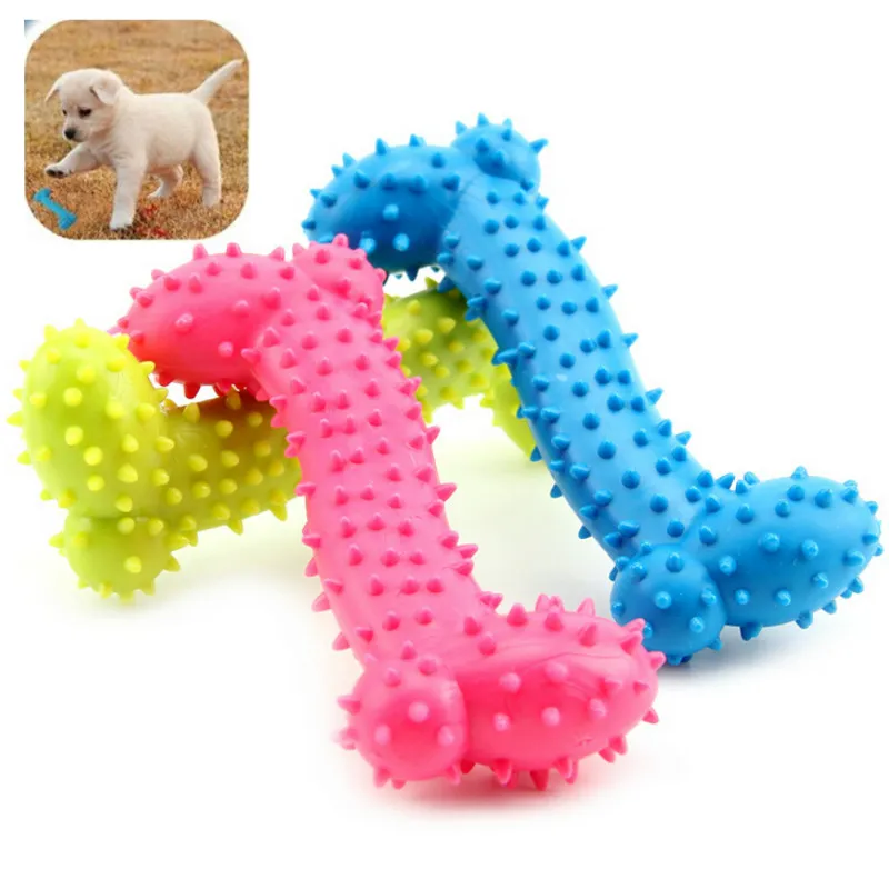 Dog Toys Rubber Resistant To Bite Bone Dog Puppy Molars Rubber Ball Play For Teeth Training Thermal Plastic Pet TOY