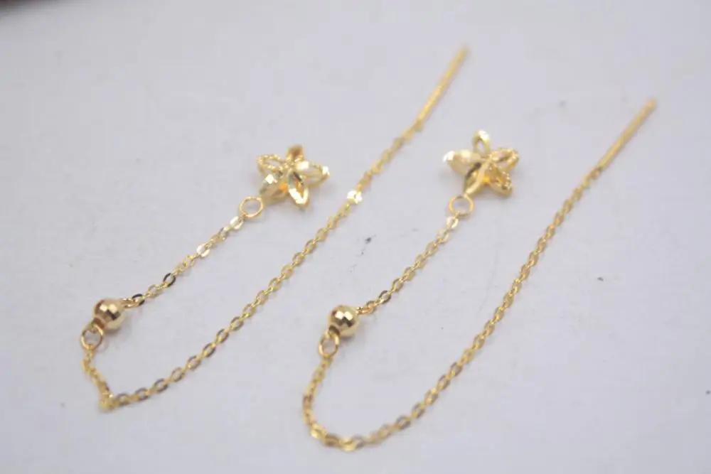 

Solid 18K Yellow Gold Dangle Earrings Best Gift Perfect Star & O Chain Earrings Line 98mmL 1.08g Fine Jewelry