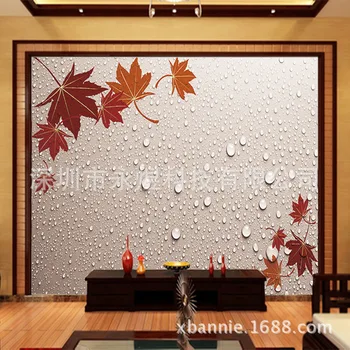 

3D Wallpaper Mural The Cool Wallpaper/Digital High-definition Large Mural "Maple Leaf Water Drops Wall