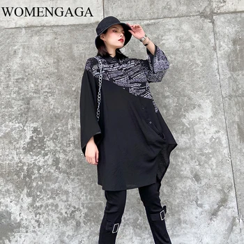 

Loose Women Letter Printed Asymmetrical Big Size Blouse Lapel Long Sleeve Loose Fit Shirt Fashion Spring Autumn 2020 UJD6