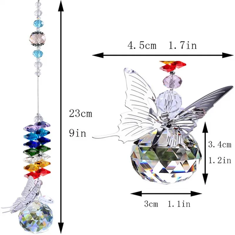 H& D Ручной Работы Хрустальный шар Призма Suncatcher Свадебные сувениры коллекция Радуга производитель бабочка висячие украшения для домашнего окна