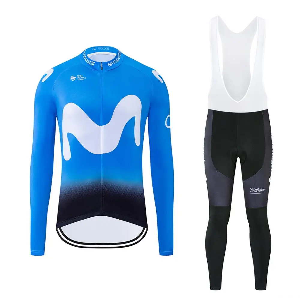 

2019 TEAM Blue M Long Sleeve Men's Cycling Jersey Bike Pants Set 12D Pad Ropa Ciclismo Breathable Cycling Wear Maillot Culotte