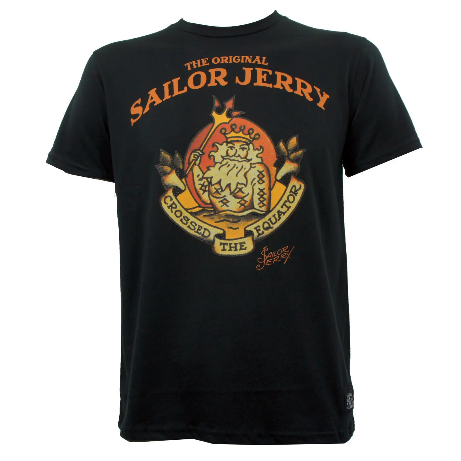 Моряк Джерри тату Нептун черная тонкая футболка S M L XL 2XL новый модный стиль