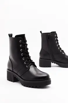 

[GOGD]Winter Boots Women Martin Shoes Winter Boots Pu Leather Shoes Woman Casual Spring Motorcycle Female Ankle