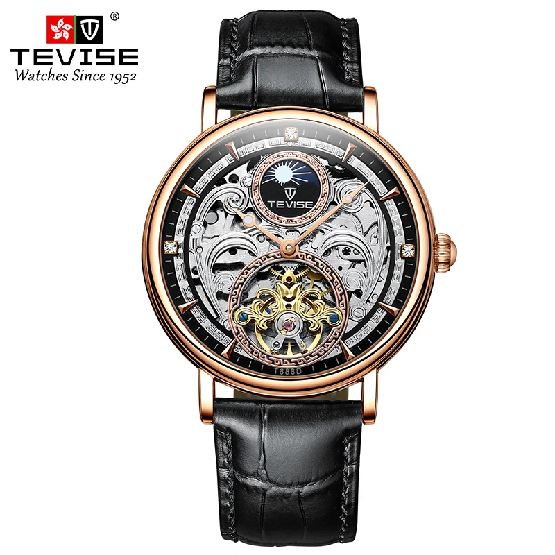 TEVISE-Montre Mécanique existent en Or Rose pour Homme, Phase de