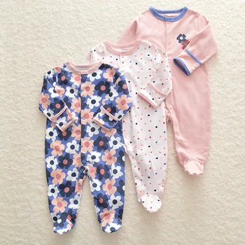 

bunvel 3PCS Newborn Baby Girl Boy Clothes Jumpsuit Cartoon Floral Printed Infant Baby Girl Boy Rompers Long Sleeve Clothes