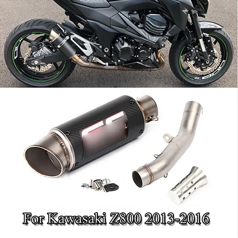 

For Kawasaki Z800 Slip On Exhaust System Pipe Connect Mid Link Pipe Exhaust Muffler Pipe With DB Killer Moto Modified 2013-2016