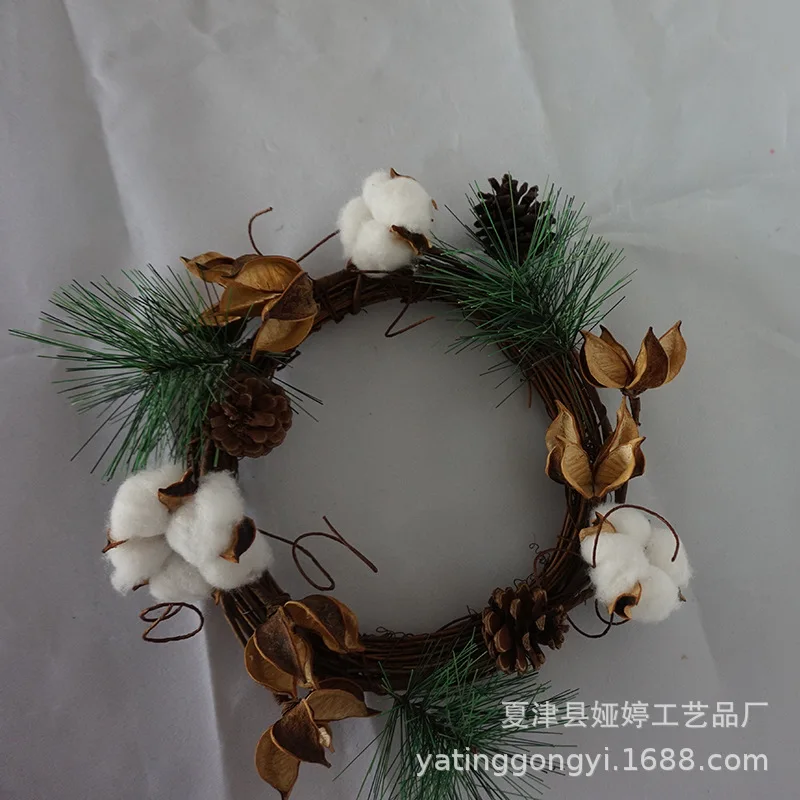 

New Style Model Dry Cotton Garland Christmas Decorative Wreaths Decorative Large Amount