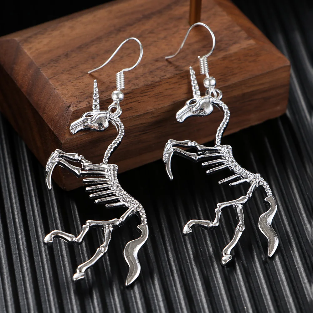 

Fashion Jewelry Party Punk Unicorn Earrings Unicorn Horse Pendant Skeleton Drop dangle earring Wholesale Nice Gift For Women