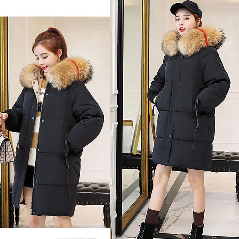 Kopen Winter Hooded Warm Down Jas Vrouwen Casual Lange Down Jassen Dames Dikker Katoen Parka Plus Size Bovenkleding Koreaanse Harajuku Jas