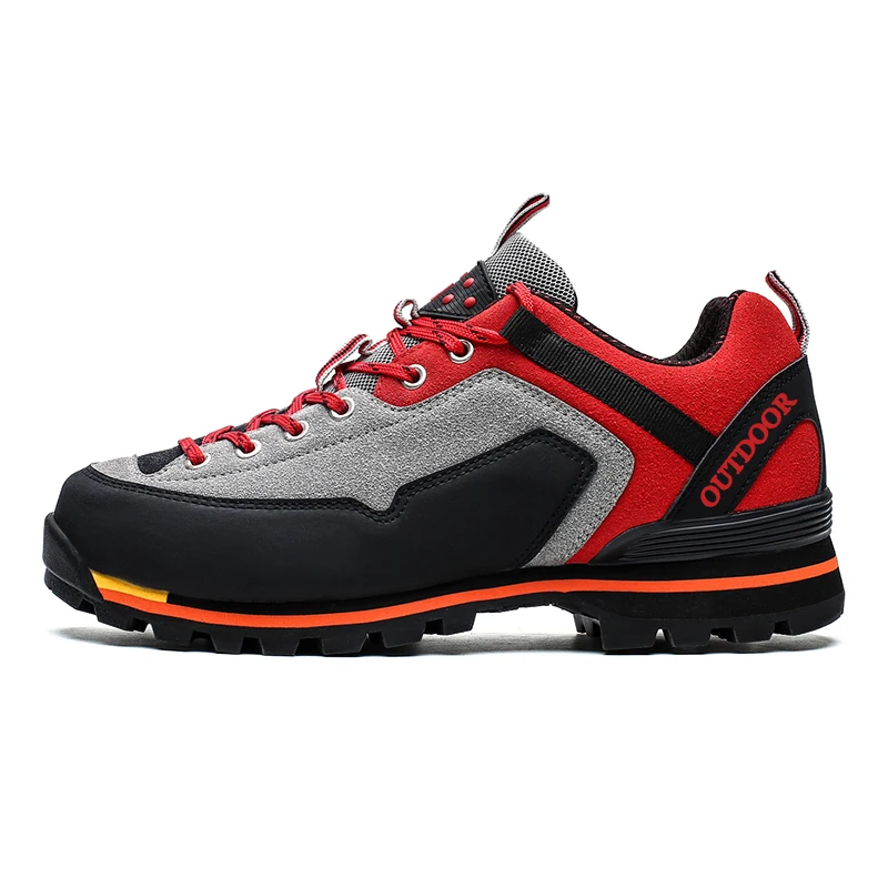 Водонепроницаемые мужские треккинговые ботинки, обувь для альпинизма, уличные походные ботинки, мужские треккинговые спортивные кроссовки, мужские охотничьи Трекинговые ботинки - Цвет: Bl-red