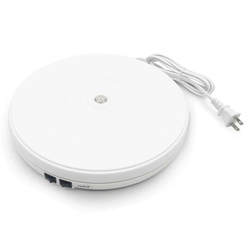 White 110V US 25 см светодиодный фото 360 градусов вращающийся стол с электрическим приводом Вращающийся дисплей Стенд для фотографии ювелирные часы цифровой продукт - Цвет: White 110V US