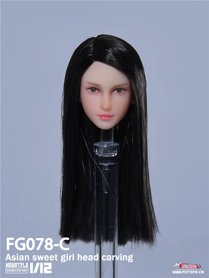 1/6 Asian Beauty Female Head Sculpt BLACK HAIR for 12" PHICEN TBL Figure Doll 
