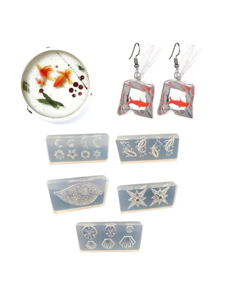 

Crystal Epoxy Resin Mold Leaves Flower Starfish Shell Nail Carving Decor Stencil 83XF