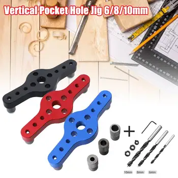 

Vertical Pocket Hole Jig 6/8/10mm Woodworking Drilling Locator Wood Dowelling Self Centering Drill Guide Kit Hole Puncher