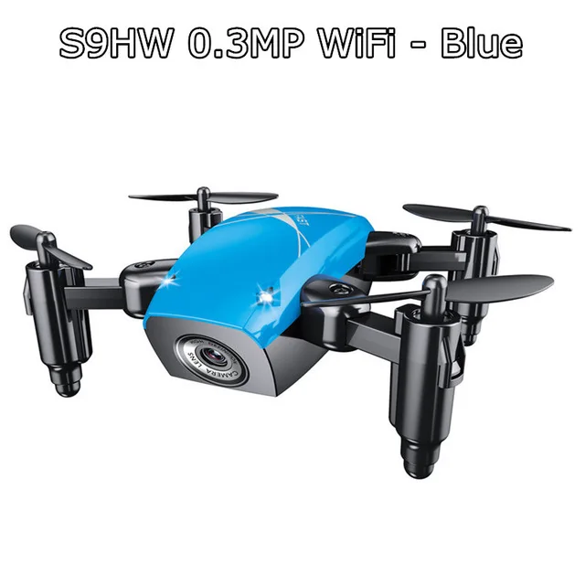 S9W BL 480P Глобальный Дрон S9W/S9M Мини RC Карманный Дрон селфи Квадрокоптер Безголовый режим удержания высоты с 2MP HD камерой RTF подарок для детей - Цвет: S9W BL 480P