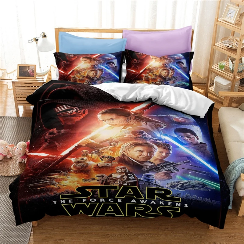 Popular 3d Star Wars Printed Duvet Cover Set Pillowcase Queen King Adult Kids Cartoon Bedding Set Linen Bedclothes Free Shipping