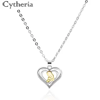 

heart shape design mum baby pendant necklace for mother crystal rhinestone necklace accessories gifts