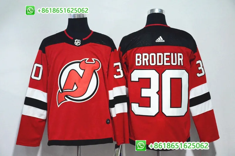 Синий Мужская Хоккейная Футболка Nico Hischier Taylor Hall Corey Schneider - Цвет: Синий