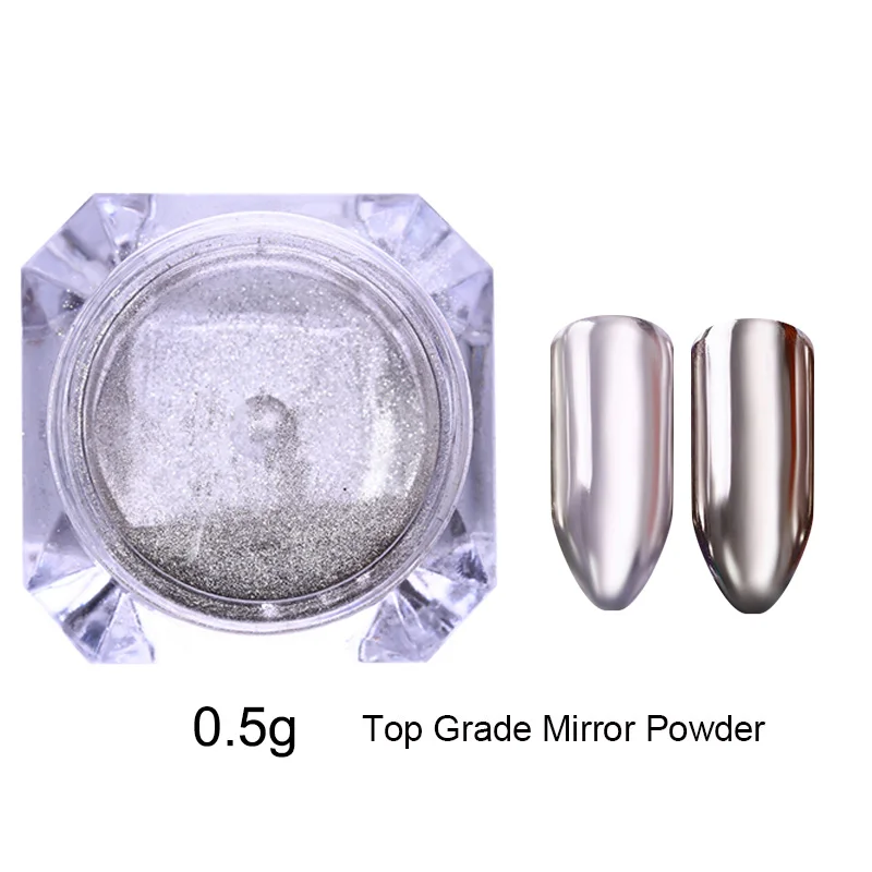 Top Grade Silver Зеркальный пигмент для ногтей порошок ногтей блестит металлический цвет УФ-гель для дизайна ногтей Полировка розовое золото серебро украшение - Цвет: Top Grade Silver
