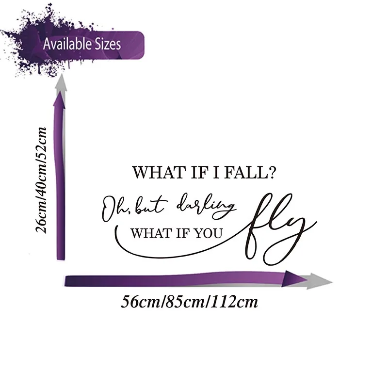 What If I Fall But What If You Fly Wall Sticker Nursery Kids Room Motivational Inspiral Quote Wall Decal Bedroom Vinyl Decor (1)
