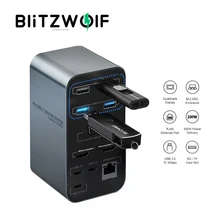 BlitzWolf BW-TH14 15-in-1 USB C Docking Station PC Computer Accessoires Extensor USB Hub Laptop Accessoires Type-C met HD 4K Triple Display 5Gbps Data Transfer 1000Mbps Ethernet Port 100W Power