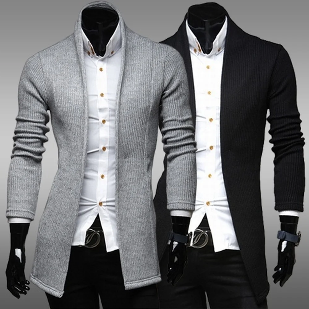 

ZOGAA Mens Long Cardigan Sweater 2019 Brand Spring Casual Simple Sweater Coat Slim Solid Fashion Sweater Outwear Male Clothing