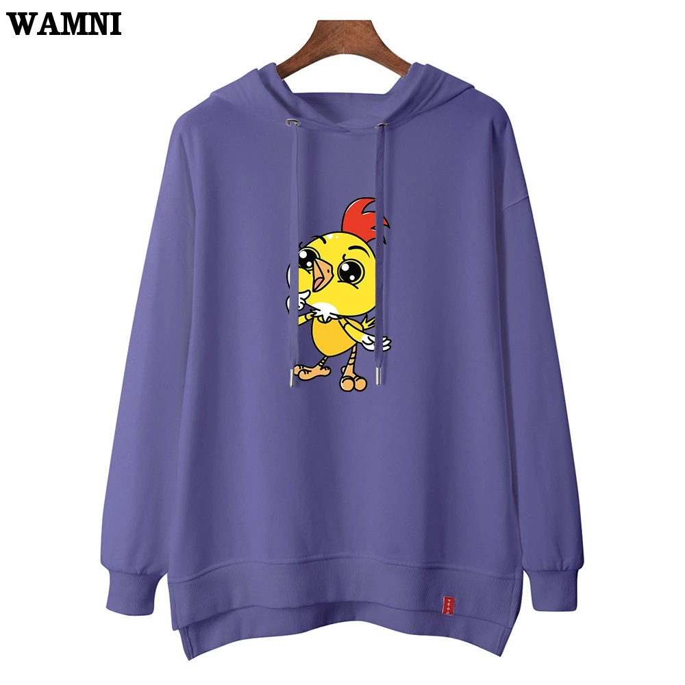 WAMNI Kawaii маленькие желтые куриные толстовки женские модные уличные пуловеры с