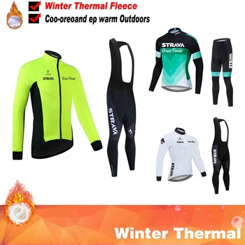 Strava-Conjunto de ropa de ciclismo para hombre maillot de manga larga para deportes al aire libre, invierno
