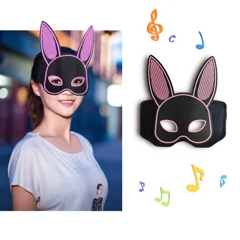 

Newest Female Half Face Mask Sound Activated LED Light Up Rabbit Cosplay Mask Carnival Party Led Mask