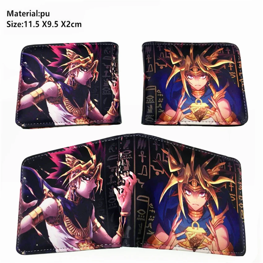 Аниме Yu-Gi-Oh юги Муто pu короткий кошелек Двойные фото держатель для карт мультфильм кошелек для мальчиков и девочек студенческий кожаный карман для монет moneybag