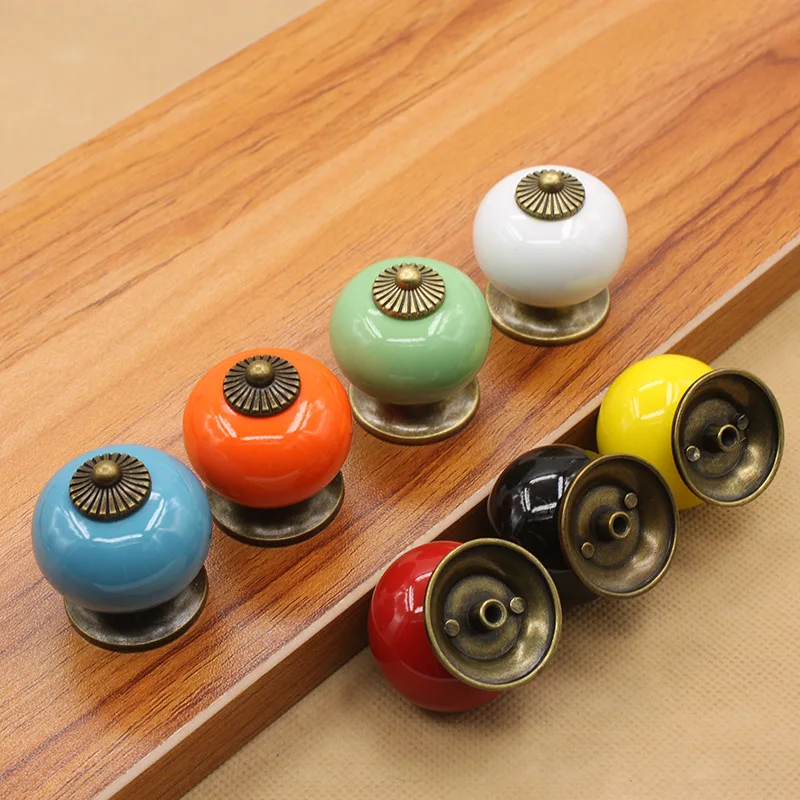 8 Pcs Ceramics Alloy Cabinet Handle Wardrobe Handle Door Hardware Wooden Box Handle afbeelding