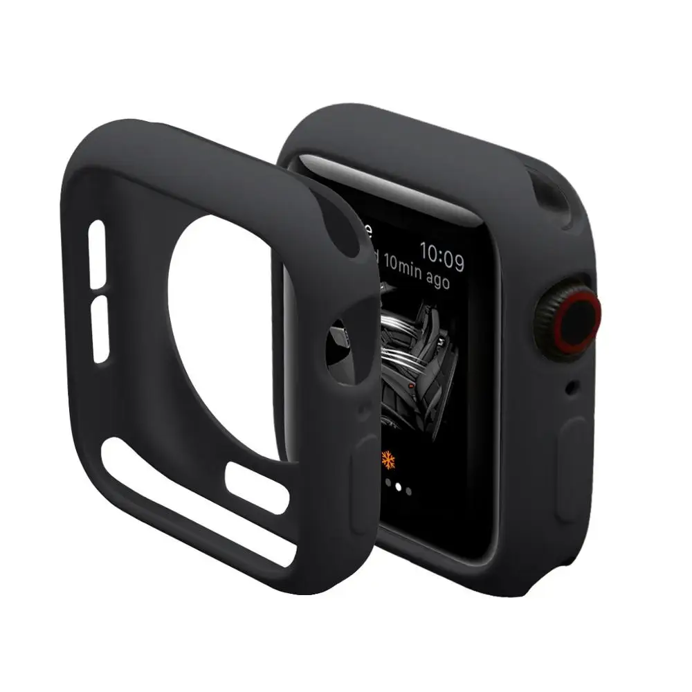 black Ремешок для Apple Watch 4, 5, ремешок 44 мм, 40 мм, 3 iWatch, ремешок 42 мм, 38 мм, бампер, защита экрана, устойчивый к царапинам, ударопрочный чехол-крышка - Цвет ремешка: black