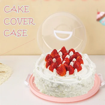 

Cake Storage Box Cover Case Plastic Round Container Dessert Cupcake Carrier Server Tray Kitchen Tool 8 inch color transparent