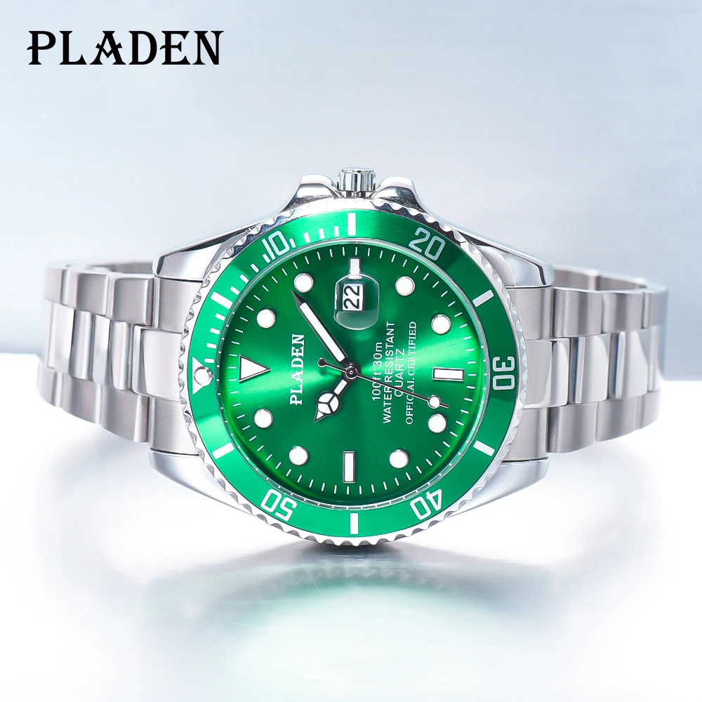 PLADEN New Men Wristwatch Vintage Folding Clasp With Safety Watch Luxury Dive Sapphire Glass Full Stainless Steel Watch For Men safety handrails or handle made of 304 stainless steel and glass are used for campervan motorhomes and yachts