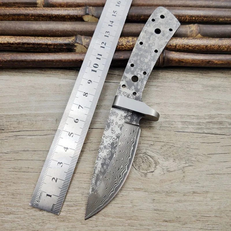 X-13DP 60HRC Дамасская сталь сэндвич-Зажим стальной интегральный Киль охотничий нож с латунной защитой DIY нож Лезвие материал