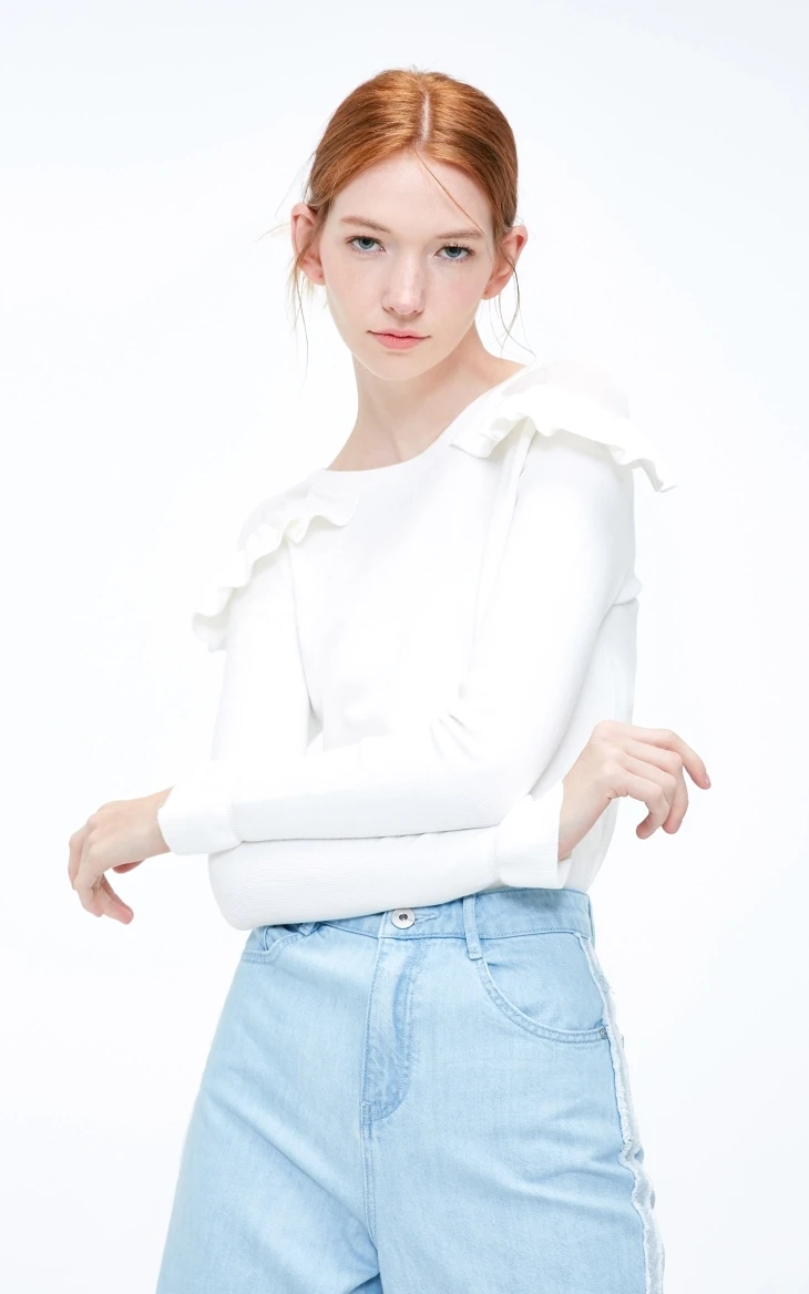 Vero Moda женские Gauzy прозрачные плечи гофрированные расклешенные манжеты трикотажные | 318324560