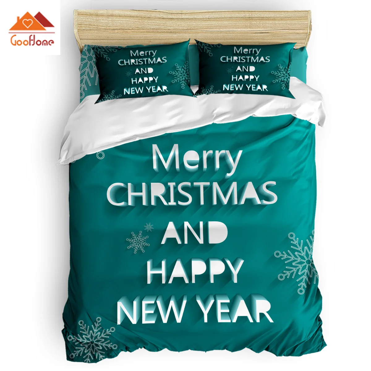 

Merry Christamas And Happy New Year Duvet Cover Set Vintage Floral Art Design Collection of 3/4pcs Bedding Set Bed Sheet Pillow