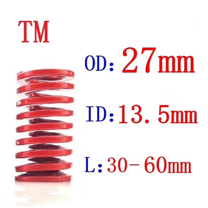 

1Pcs Red Medium Load Compression Spring Loading Die Mold Spring Outer Diameter 27mm Inner Diameter 13.5mm Length 25-60mm