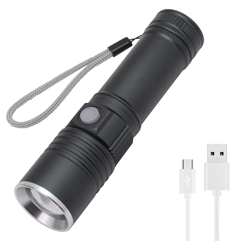 

Cross Border New Style T6 Flashlight USB Charging Zoom Patrol Flashlight