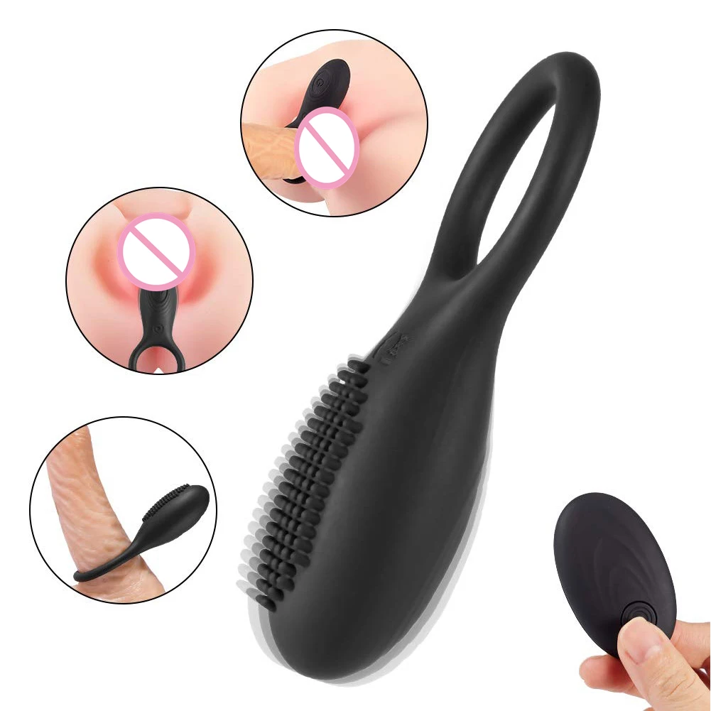 Movconly Cock Ring with Remote Control G Point Clitoris Stimulator with 10 Vibration Modes Sex Toy for Men and Couples Penis Erection Masturbator