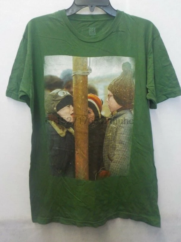 Мужская Рождественская история язык на флаге полюс зеленая графическая футболка