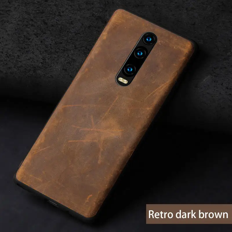 Чехол из натуральной кожи для xiaomi redmi note 8 pro k20, роскошный противоударный чехол для xiaomi Mi 9 T 9 T PRO, чехол из натуральной кожи - Цвет: Кофе