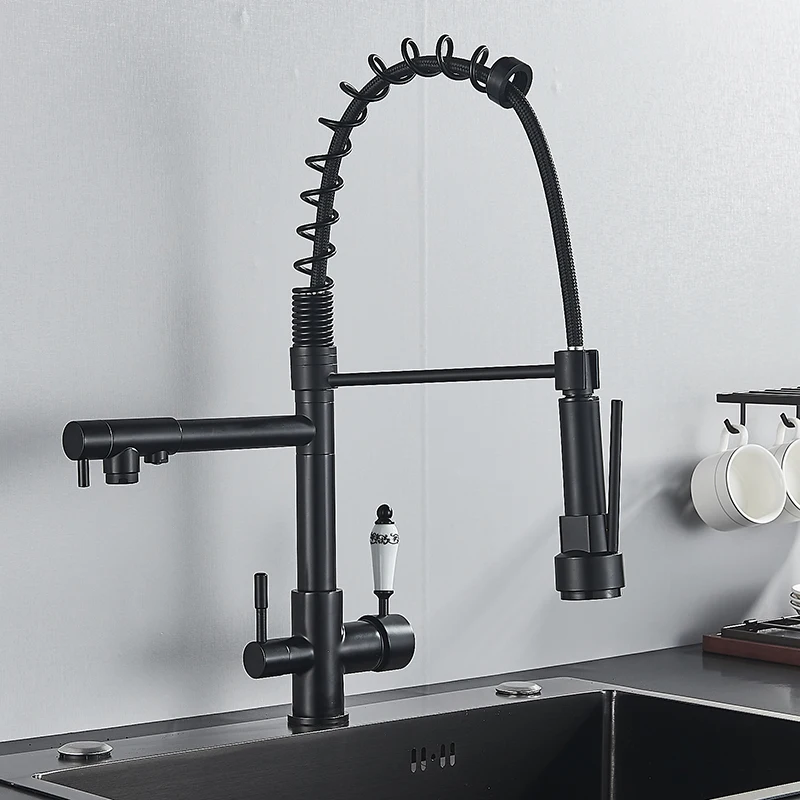 outdoor kitchen sink SHBSHAIMY Kitchen Faucet Water Filter Tap Pull Down Faucet Chrome Three Ways Sink Mixer Kitchen Faucet with Filtered Water pantry cabinet Kitchen Fixtures